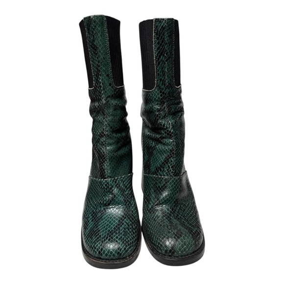 Green‎ Snakeskin Leather Block Heel L’Intervalle boots - Picture 3 of 5